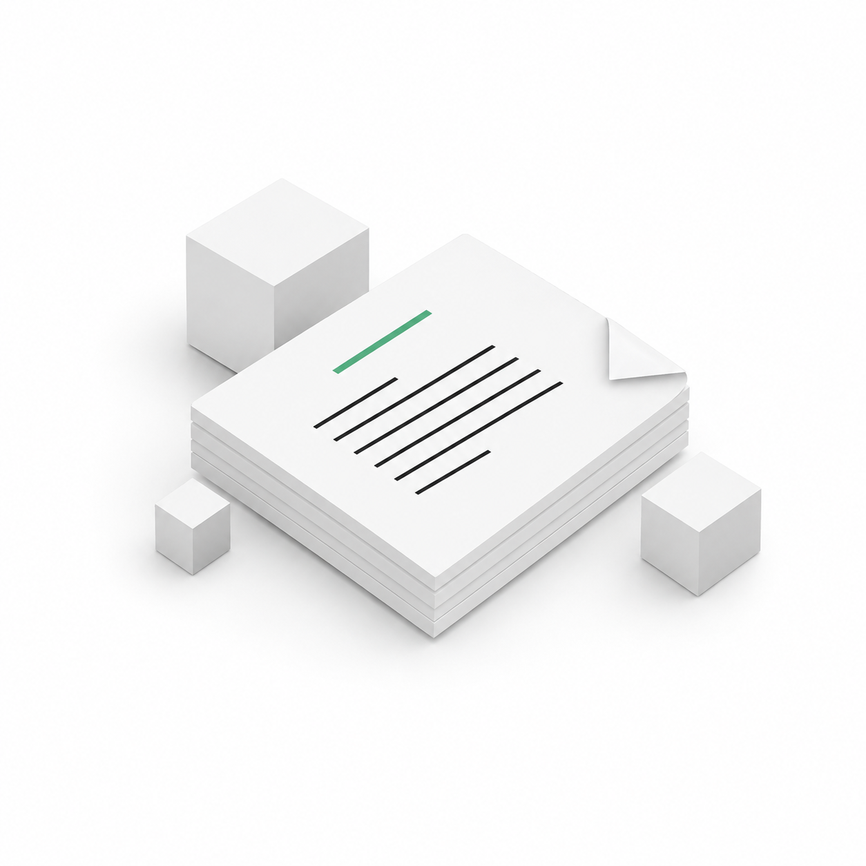 Minimal isometric illustration of a finished article document